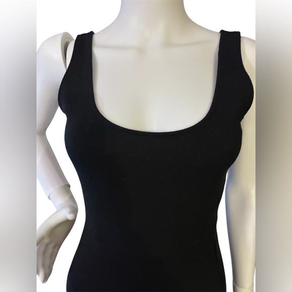 Leith Black Dress Midi Scoop Neck Side Slit - Picture 5 of 10